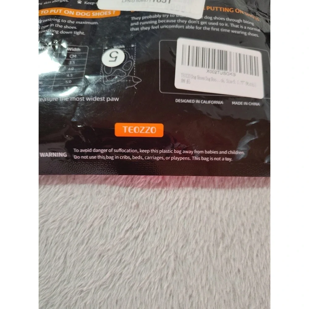Teozzo‎ Dog Boots Small/Medium Black Summer Hot Pavemen Or Winter Salt Snow Hike